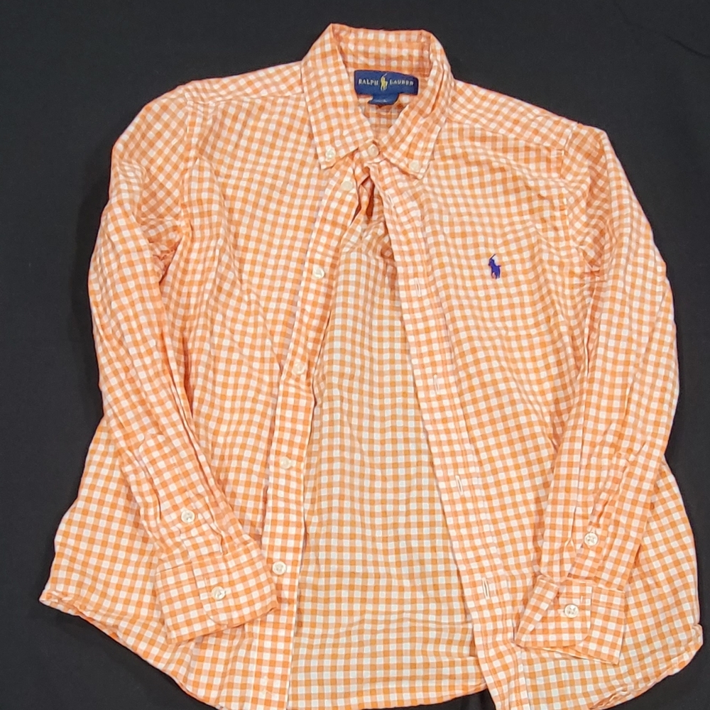 Orange checkered Ralph Lauren button up
